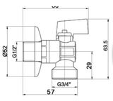Easy rohový práčkový ventil so spätnou klapkou 1/2&quot;×3/4&quot; chrómový