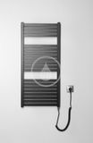 Aqualine Kúrenie - Vykurovacie teleso Tondi-E, 450x970 mm, 300 W, matná čierna