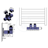 Sapho Cube Twin - Pripojovacia súprava ventilov, stredové pripojenie, rozstup 50 mm, chróm