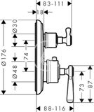 Axor Montreux - Termostatická batéria pod omietku s uzatváracím ventilom, kefovaný nikel