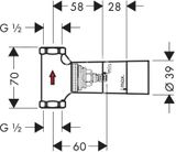 Axor Montážne telesá - Teleso 52 l/min na uzatvárací ventil pod omietku, vreteno