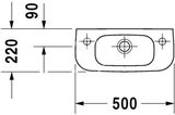 Duravit D-Code - Umývadielko, 500x220 mm, s prepadom, s otvorom na batériu vľavo, biela