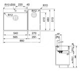 Franke Box Center - Drez BWX 220/620-54-27/2, 860x510 mm, nerezový