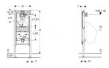 Geberit Duofix - Predstenová inštalácia na pisoár, výška 112-130 cm, univerzálna, na ostrekovaciu hlavicu