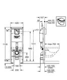 Grohe Rapid SL - Predstenová inštalácia na závesné WC, so splachovacou nádržkou, na bezbariérové využitie