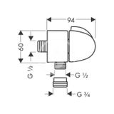 Hansgrohe Kolienka - Pripojenie hadice FixFit E Stop s uzatváracím ventilom, chróm