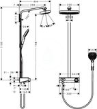 Hansgrohe Raindance Select E - Sprchový set Showerpipe 300 s termostatom, 3 prúdy, EcoSmart 9 l/min, biela/chróm