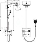 Hansgrohe Raindance Select E - Sprchový set Showerpipe 300 s termostatom, 2 prúdy, EcoSmart 9l/min, chróm