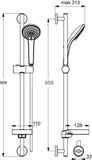 Ideal Standard Idealrain - Set sprchovej hlavice 100, 3 prúdy, tyče a hadice, chróm