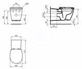 Ideal Standard Connect Freedom - Závesné WC bezbariérové, Rimless, s Ideal Plus, biela