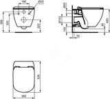 Ideal Standard Tesi - Závesné WC s doskou SoftClose, AquaBlade, biela