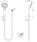 Ideal Standard IdealRain Evo - Set sprchovej hlavice Circle 110, 3 prúdy, držiaka a hadice, chróm