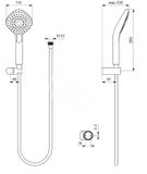 Ideal Standard IdealRain Evo - Set sprchovej hlavice Diamond 115, hadice s ručnou sprchou, 3 prúdy, chróm