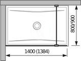 Jika Pure - Sklenená stena bočná 140 cm na sprchovú vaničku 140 cmx80 cm a 140 cmx90 cm, s úpravou Jika Perla Glass, 1400 mm x 200 mm x 2000 mm