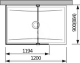 Jika Pure - Sklenená stena L 120 cmx90 cm na sprchovú vaničku 120 cmx90 cm, s úpravou Jika Perla Glass, 1200 mm x 200 mm x 2000 mm