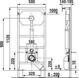 Jika Modul - Predstenová inštalácia na závesné WC, 1120x500x140 mm