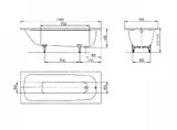 Kaldewei Advantage - Obdĺžniková vaňa Saniform Plus 363-1, 1700x700 mm, biela - vaňa, celoplošný antislip