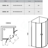 Ravak Chrome - Štvrťkruhový sprchový kút CSKK4-90, 880-900 mm, lesklý hliník/číre sklo