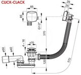 Ravak Odtokové systémy - Vaňová odtoková a prepadová súprava s napúšťaním, ClickClack, dĺžka 570 mm, chróm