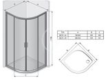Ravak Blix - Štvrťkruhový sprchovací kút posuvný štvordielny BLCP4, 875 mm – 895 mmx875 mm – 895 mm – farba biela, sklo grape