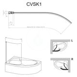 Ravak Chrome - Vaňová zástena jednodielna CVSK1 Rosa, ľavá, 850x1500 mm, biela/transparentné sklo