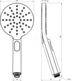 Ravak Sprchy - Sprchová hlavica Flat 956.00, 120 mm, 3 prúdy, chróm