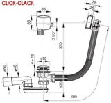 Ravak Odtokové systémy - Vaňový odtokový komplet 800 s napúšťaním prepadom II ClickClack, chróm