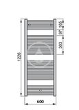 Zehnder Virando - Radiátor kúpeľňový 1200x600 mm, vonkajšie pripojenie, 648 W, biela
