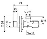 Schell Comfort - Práčkový pripojovací ventil, chróm