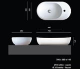 Ceramica Latina O1 oválne umývadlo na dosku 70x38x14,5 cm s otvorom pre batériu