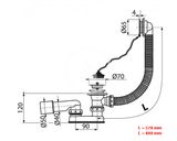 Alcadrain Odtokové súpravy - Vaňový odtokový komplet 570 mm,  s prepadom, chróm