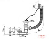 Alcadrain Odtokové súpravy - Vaňový odtokový komplet 570 mm s prepadom vrátane zátky s retiazkou