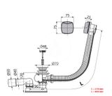 Alcadrain Odtokové súpravy - Vaňová odtoková a prepadová súprava, dĺžka 800 mm, chróm