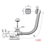 Alcadrain Odtokové súpravy - Vaňová odtoková a prepadová súprava, dĺžka 570 mm, chróm