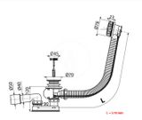 Alcadrain Odtokové súpravy - Vaňová odtoková a prepadová súprava, dĺžka 570 mm, chróm
