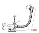 Alcadrain Odtokové súpravy - Vaňová odtoková a prepadová súprava, dĺžka 1000 mm, kov