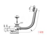 Alcadrain Odtokové súpravy - Vaňová odtoková a prepadová súprava s napúšťaním, dĺžka 800 mm,, kov