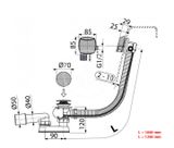 Alcadrain Odtokové súpravy - Vaňová odtoková a prepadová súprava s napúšťaním, dĺžka 1000 mm, kov