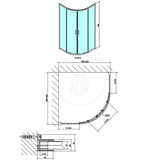 Polysan Easy Line - Štvrťkruhová sprchová zástena 900x900 mm, leštený hliník/číre sklo
