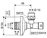 Schell Rohové ventily - Rohový regulačný ventil s bezpečnostným ovládaním, chróm