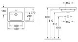 Villeroy &amp; Boch Subway 2.0 - Umývadielko nábytkové 450x370 mm, s prepadom a otvorom pre batériu, Ceramicplus, biela