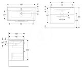 Geberit Selnova Square - Umývadlová skrinka 635x988x480 mm, s umývadlom, 2 zásuvky, lesklá biela