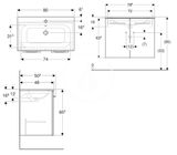 Geberit Selnova Square - Umývadlová skrinka 635x788x480 mm, s umývadlom, 2 dvierka, lesklá biela