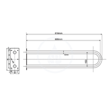 Sapho Kúpeľňové vybavenie - Podporné držadlo tvar U, dĺžka 600 mm, nerezová