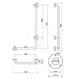 Sapho Kúpeľňové vybavenie - Držadlo lomené, 810x550 mm, pravé, nerezová