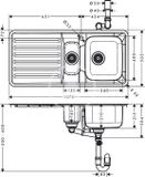 Hansgrohe Drezy - Vstavaný drez S4111-F540 s odkvapkávacou plochou, nehrdzavejúca oceľ