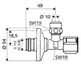 Schell Rohové ventily - Rohový regulačný ventil s filtrom, DN10xDN10, chróm