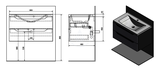 Sapho Wave - Umývadlová skrinka, 800x450x480 mm, 2 zásuvky, biela/dub strieborný