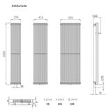 Isan Melody Antika Cube kúpeľňový radiátor stredový 1800x415 slonová kosť