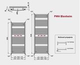 PMH Blenheim Kúpeľňový radiátor B5MS metalický strieborný 600×1290